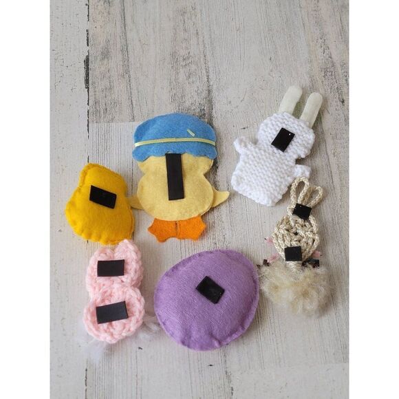 Easter Bunny felt duck crochet matte fridge magnets set spring - Picture 7 of 9